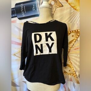 DKNY Black and White Long Sleeve Top